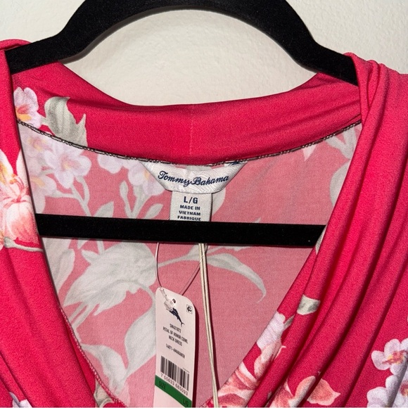 NWT Tommy Bahama Stretchy Petal of Honor Cowl Neck Drape Dress Size Large Pink - Picture 9 of 13